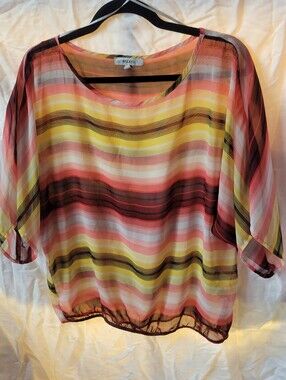 M.I.K.O. Striped Sheer Blouse
